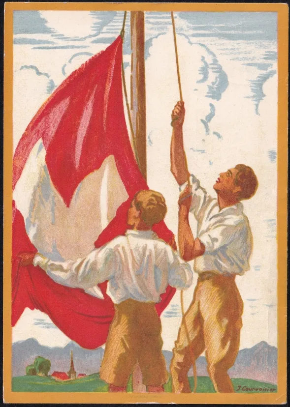 Schweiz Bundesfeierkarten 1929, Fahnenaufzug, LUZERN