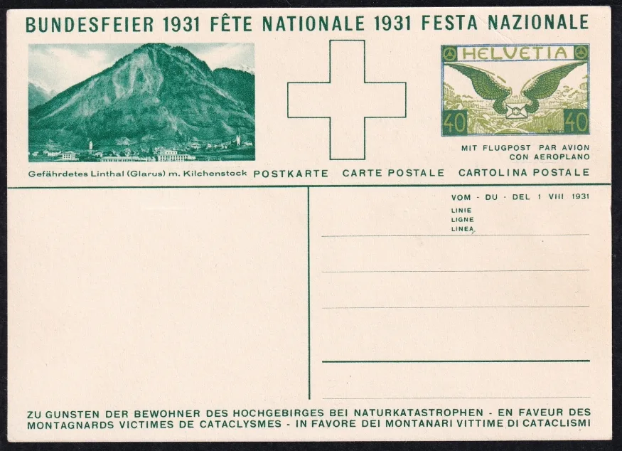Schweiz Bundesfeierkarten 1931, Knabe mit Fahne, 40Rp. – Bild 2