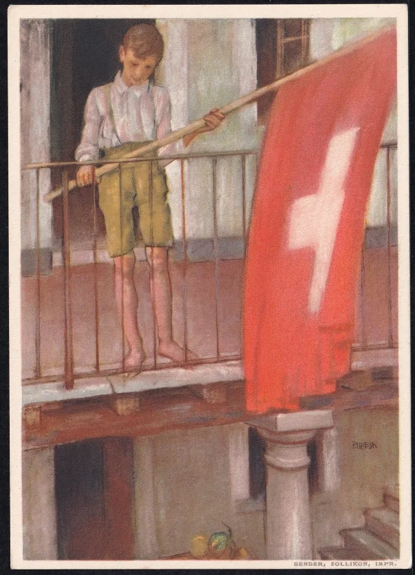 Schweiz Bundesfeierkarten 1931, Knabe mit Fahne, Entlebuch