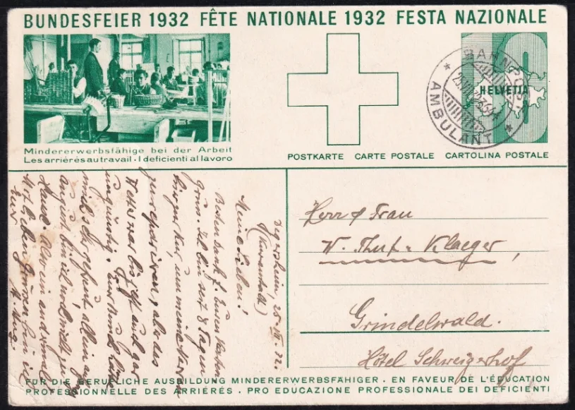 Schweiz Bundesfeierkarten 1931, Rütlischwur, Korbflechterei – Bild 2