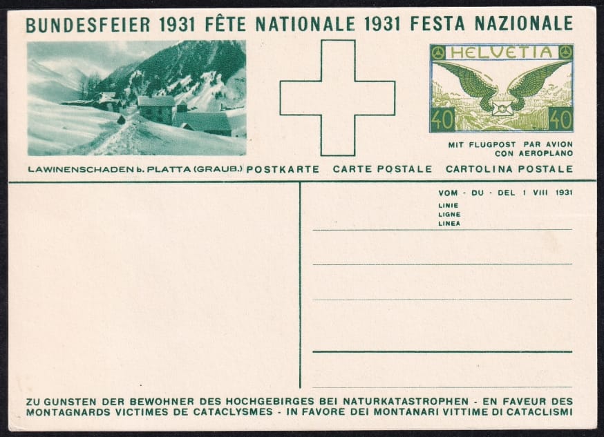 Schweiz Bundesfeierkarten 1931, Senn mit Ziegen, Platta, – Bild 2