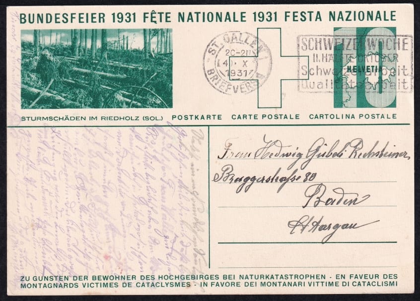 Schweiz Bundesfeierkarten 1931, Senn mit Ziegen, Riedholz – Bild 2
