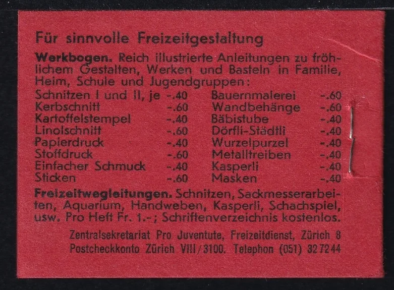 Schweiz Pro Juventute 1954 Markenheftchen Nr. 3 postfrisch – Bild 2
