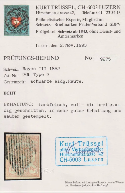 Schweiz Rayon III Nr.20b Ty.2 UL-II, eidg. Raute – Bild 2