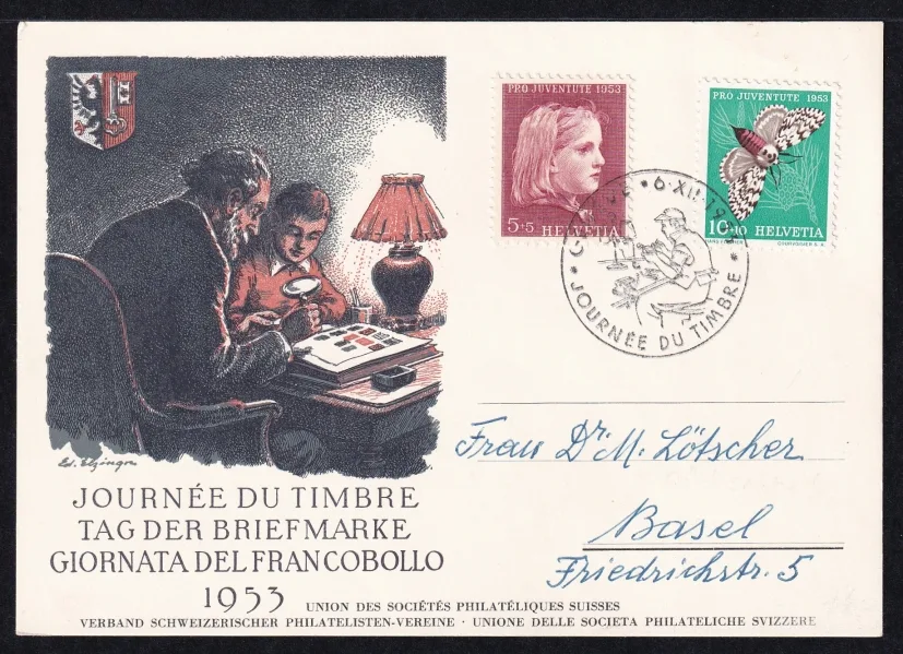 Schweiz, Tag der Briefmarke, 1953 Geneve, Abklatsch