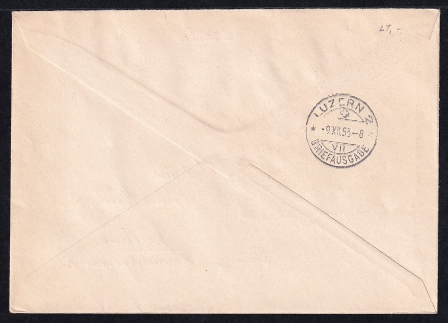 Schweiz, Tag der Briefmarke, 1953 Geneve, portogerechter R-Brief – Bild 2