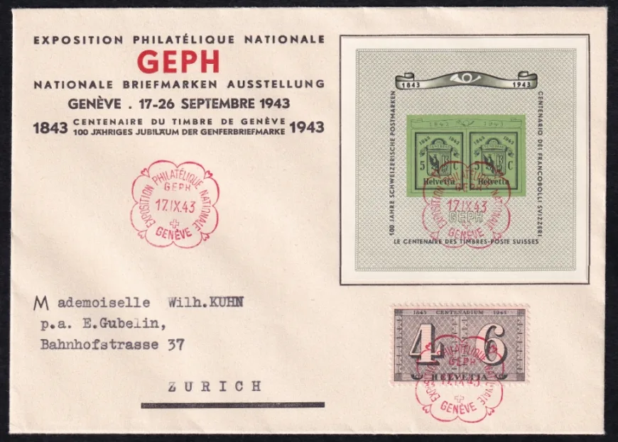 Schweiz, Zuschlagsausgaben, GEPH GENF 1943, FDC