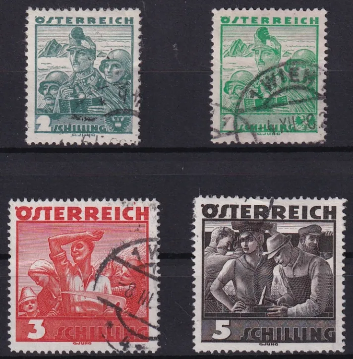 Österreich 1934/36 "Österreichische Volkstrachten" ANK Nr. 584 bis 587 gestempelt