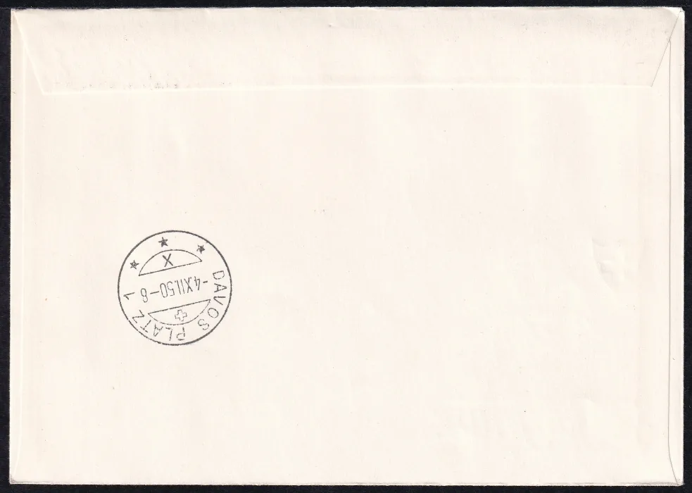 Schweiz Pro Juventute 1950 Serie auf illustriertem R-Brief mit Stempel "Tag der Briefmarke" – Bild 2
