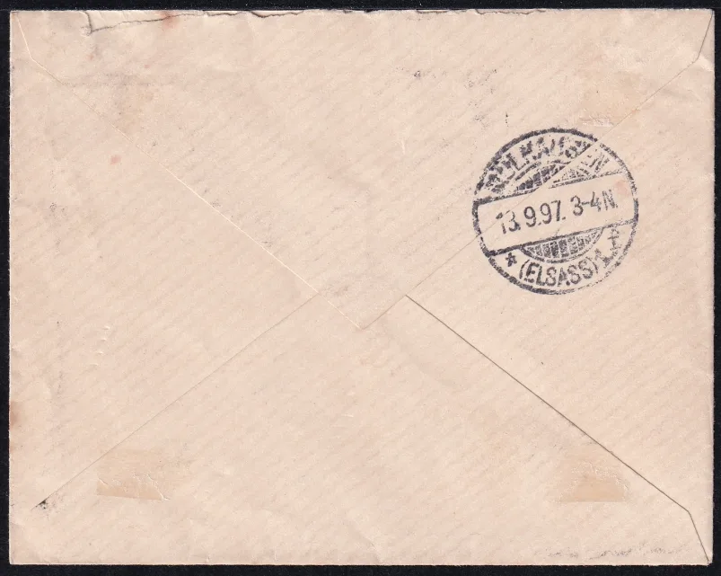 Schweiz Stehende Helvetia Nr.67D auf kleinformatigem Brief nach MÜLHAUSEN – Bild 2