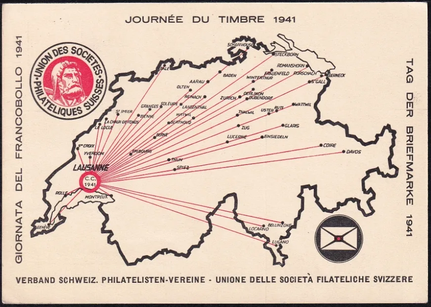 Schweiz, Tag der Briefmarke, 1941, Karte mit PJ-Nr.98I Blockausschnitt – Bild 2