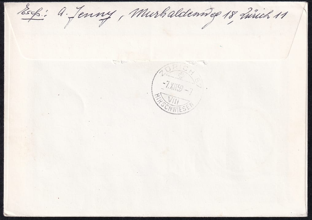 Schweiz, Tag der Briefmarke, 1959, portogerechter R- Brief, frankkiert mit PP-Nr.95 – Bild 2