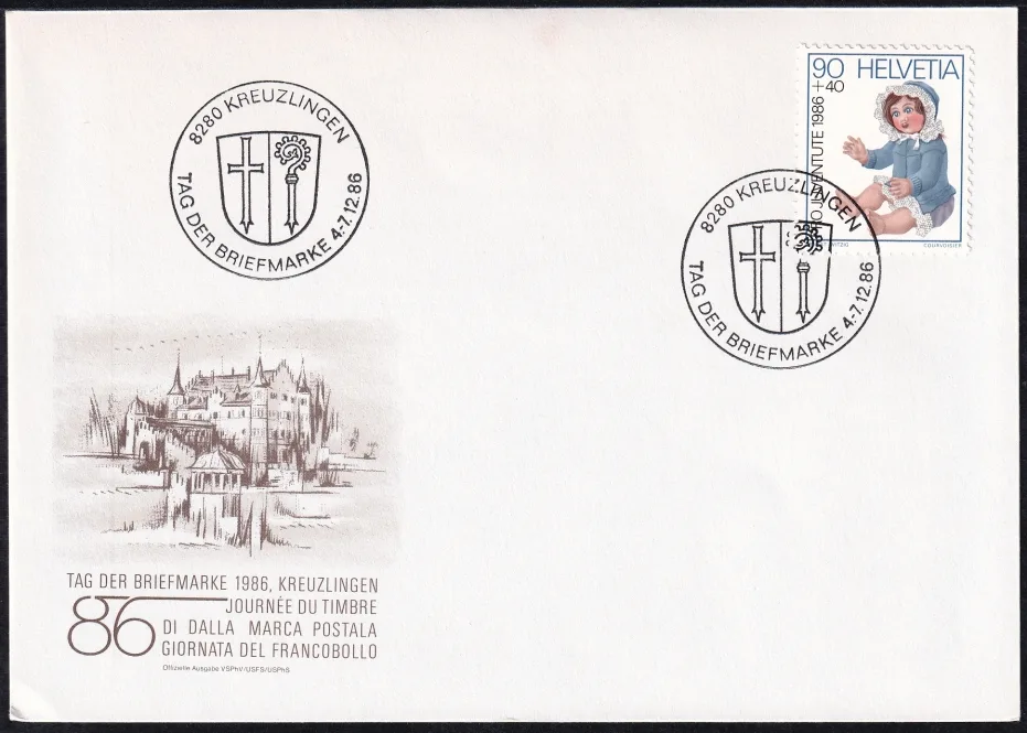 Schweiz, Tag der Briefmarke, 1986, Brief mit Pro Juventute
