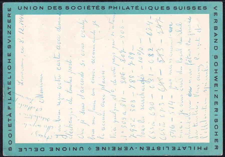 Schweiz, Tag der Briefmarke, 1946, unterfrankierte, taxierte Karte nach Belgien – Bild 2