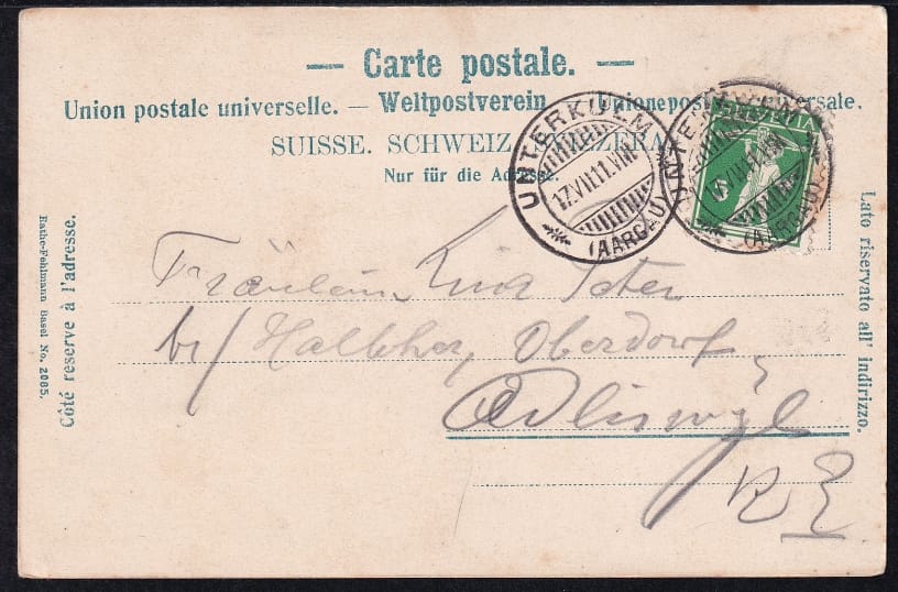 Ansichtskarten Schweiz/AG 1911 Unterkulm Kirche – Bild 2