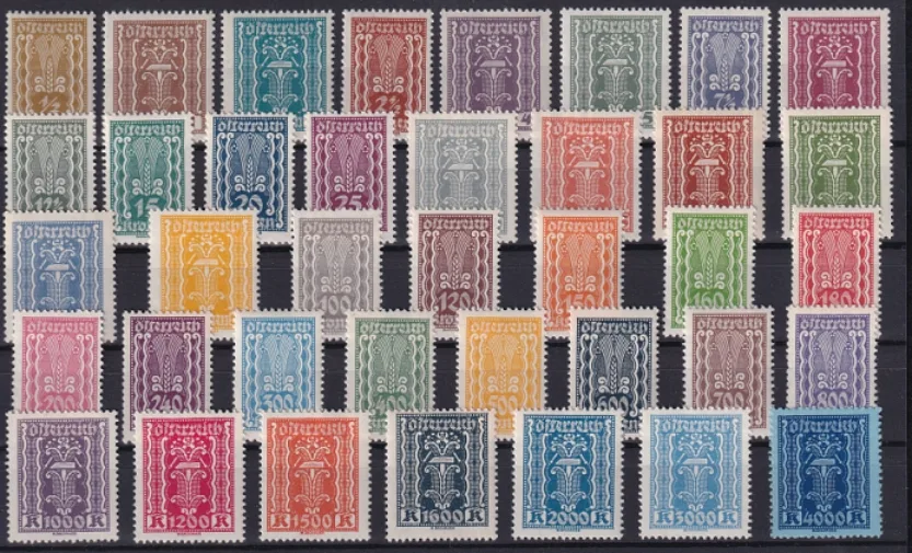 Österreich 1922/25, "Landwirtschaft, Gewerbe, Industrie"   ANK Nr. 360 bis 397  postfrisch **