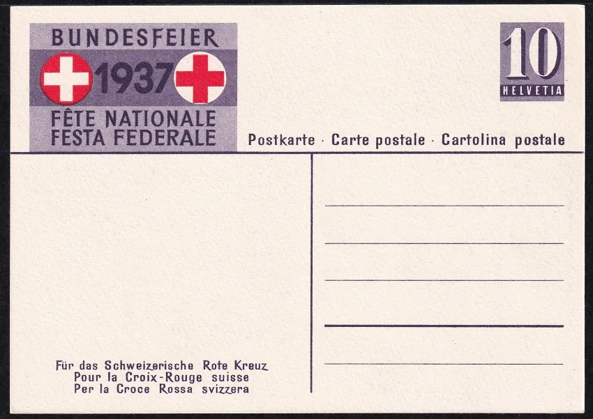 Schweiz Bundesfeierkarten 1937, Spielende Kinder, nicht gelaufen