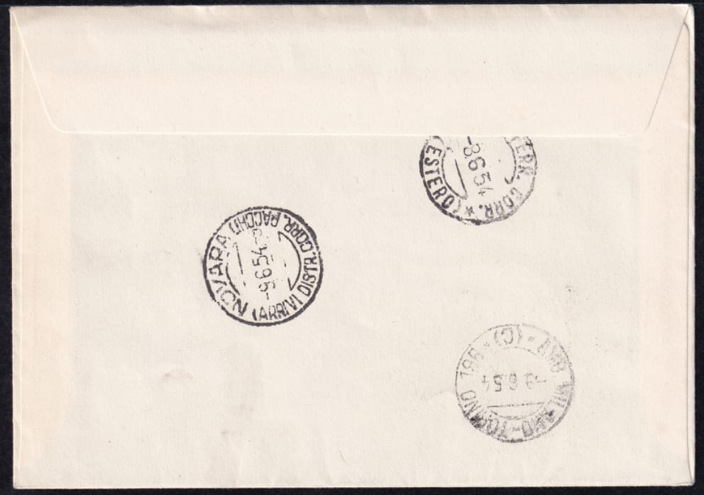 Schweiz Flugpostmarken im Paar auf R-Brief des Swissair-Eröffnungsfluges nach Südamerika – Bild 2