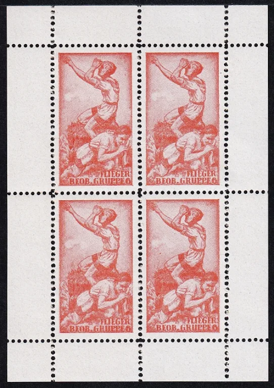 Schweiz Soldatenmarken 1939, Fliegerbeobachter 4er-Bögli