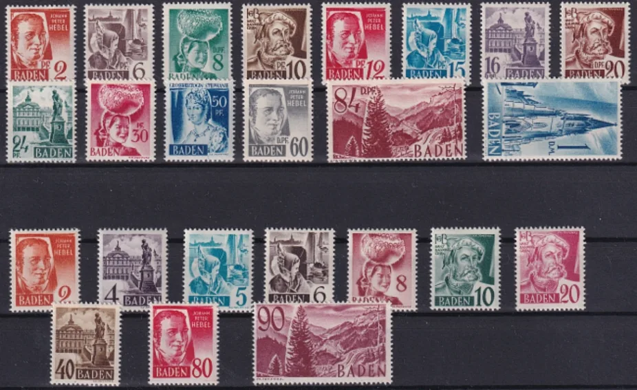 Deutschland 1948 Franz. Zone Baden Freimarken 2 komplette Serien