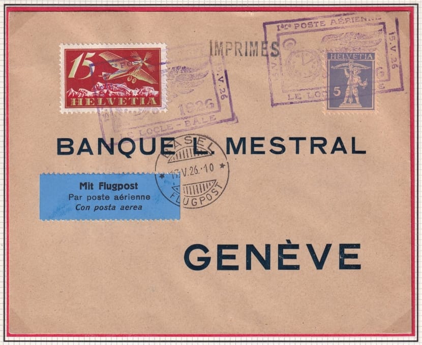 Schweiz Flugpost 1925-26 auf schön präsentierender A4 Albumseite, F3 und F6 auf zwei Briefen – Bild 3