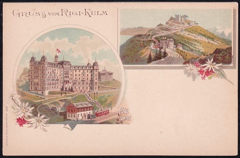 Litho farbig "Gruss vom Rigi-Kulm"