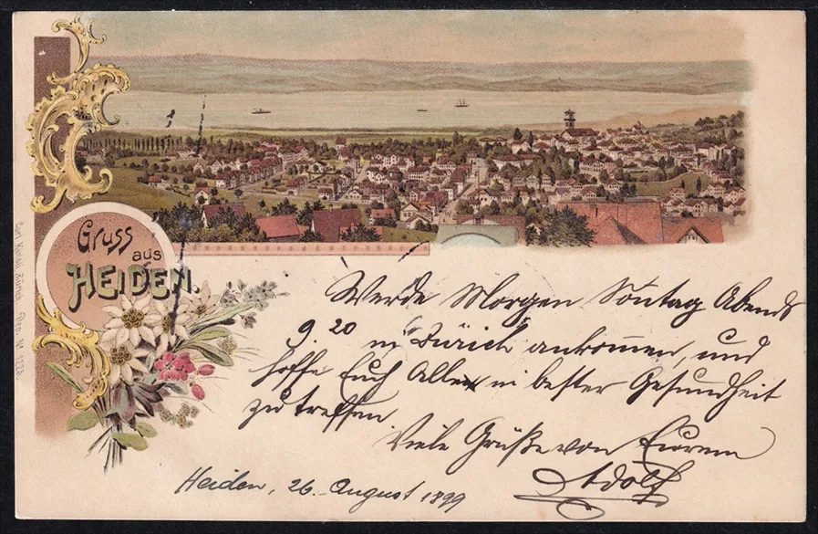 Lithokarten, Gruss aus Heiden