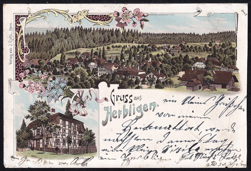 Lithokarten, Gruss aus Herbligen