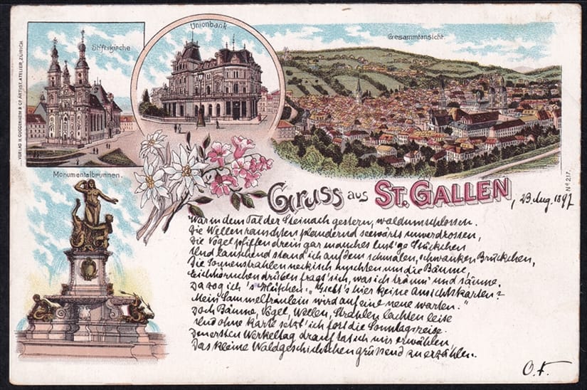 Lithokarten, Gruss aus St.Gallen