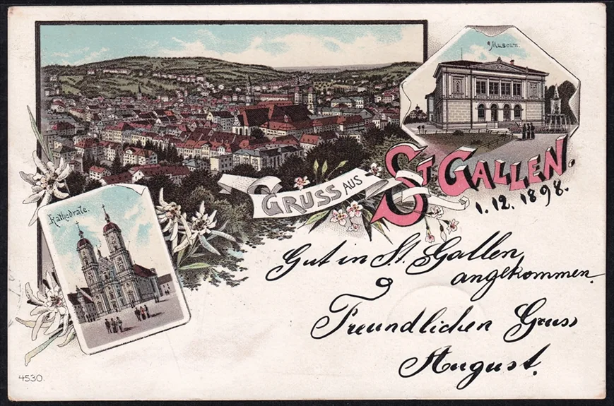 Lithokarten, Gruss aus St.Gallen