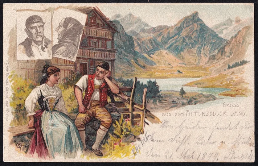 Lithokarten, Gruss aus dem Appenzeller-Land