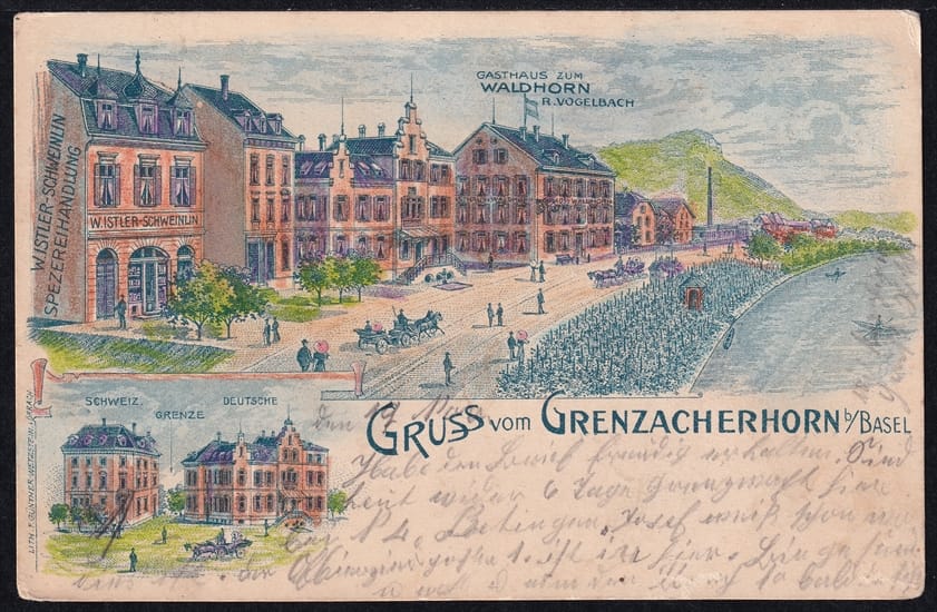 Lithokarten, Gruss vom Grenzacherhorn b/Basel