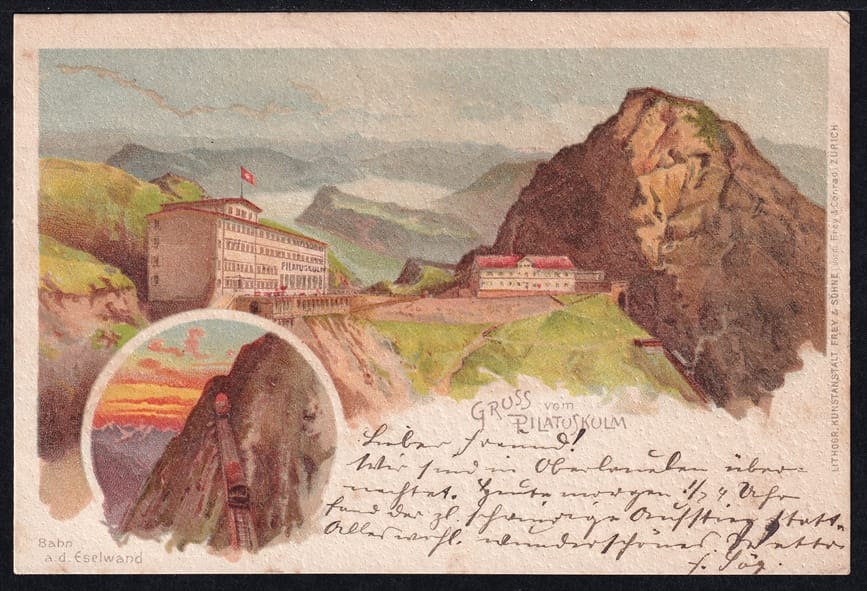 Lithokarten, Gruss vom Pilatus-Kulm