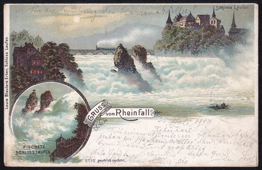 Lithokarten, Gruss vom Rheinfall