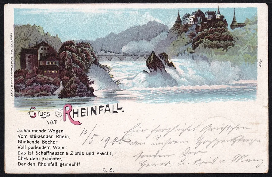 Lithokarten, Gruss vom Rheinfall