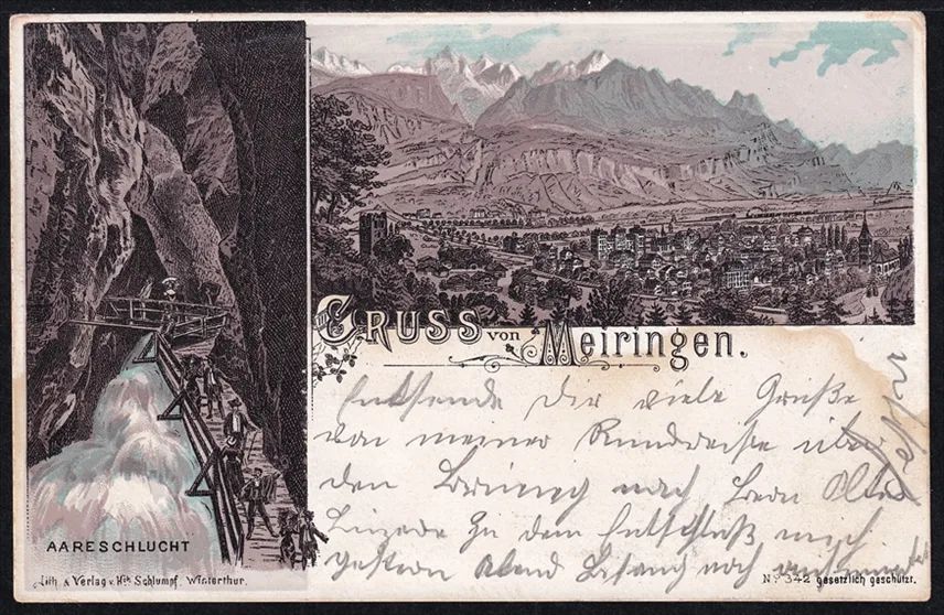 Lithokarten, Gruss von Meiringen
