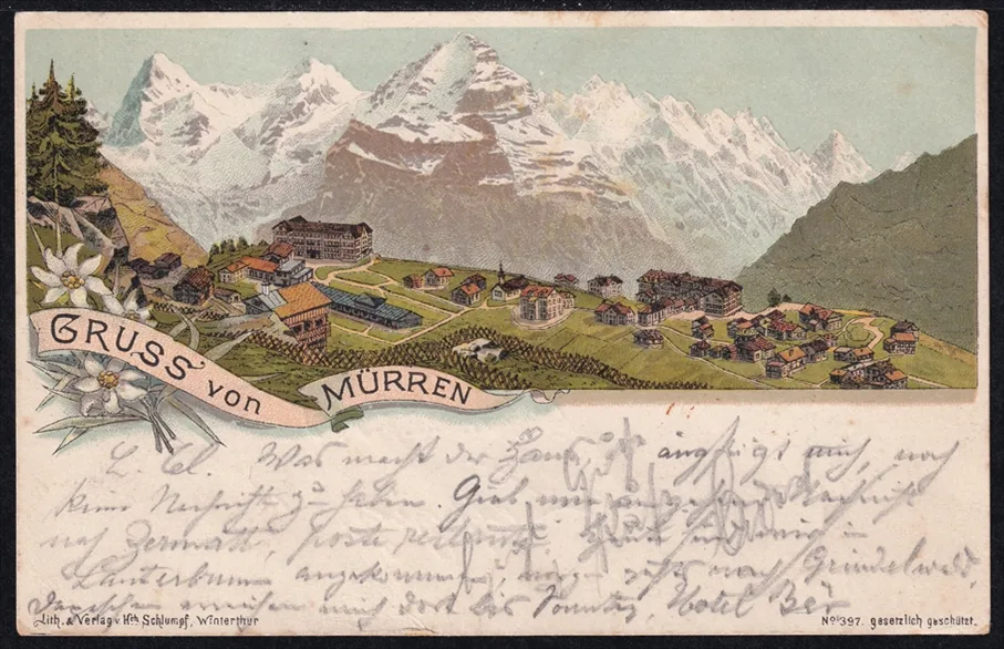 Lithokarten, Gruss von Mürren