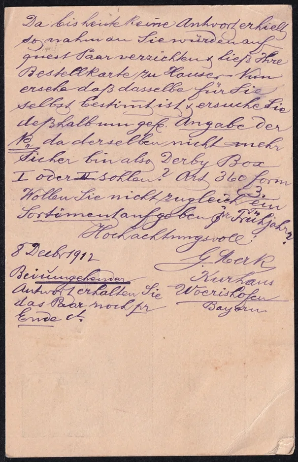 Schweiz Porto1912 SBK Nr. 33 auf Bayern Postkarte Nr. P 87 I. – Bild 2