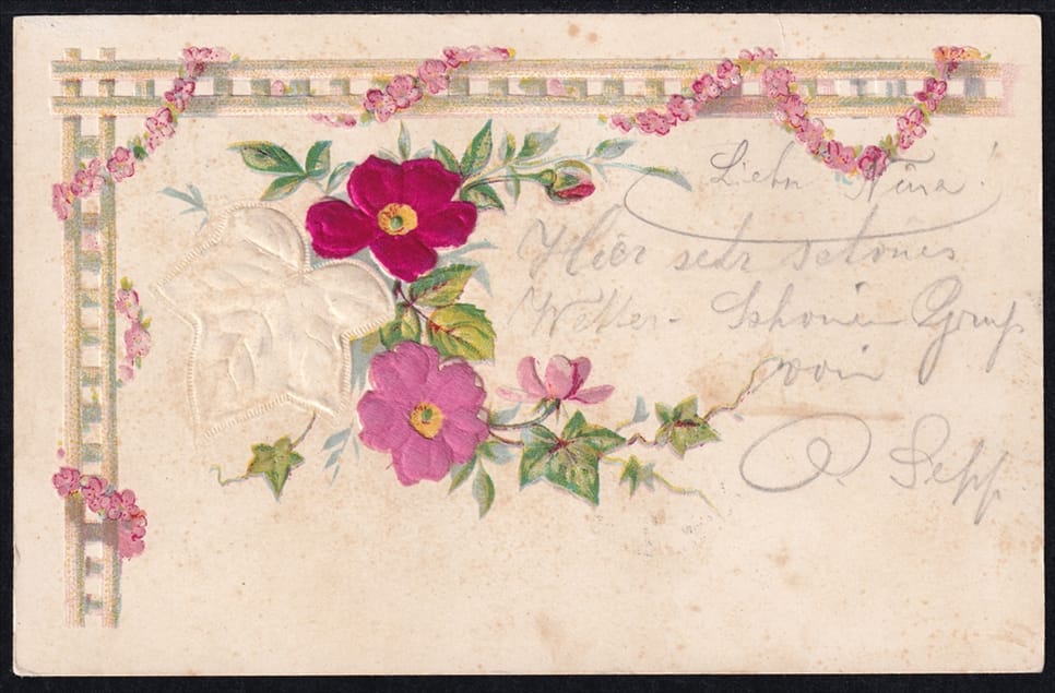 Lithokarten 1900 - "Blumen ..." - gestempelt WOHLEN