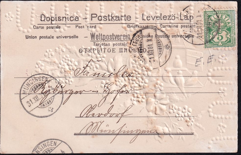 Lithokarten 1901 - "Gruss aus Madretsch" - gestempelt MADRETSCH – Bild 2