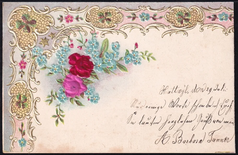 Lithokarten 1902 - "Blumen, Rosen" - gestempelt HUTTWIL