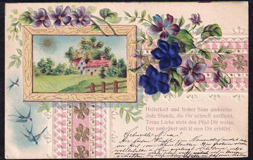 Lithokarten 1902 - "Heiterkeit und froher Sinn umkreise jede Stunde ..." gestempelt LUZERN