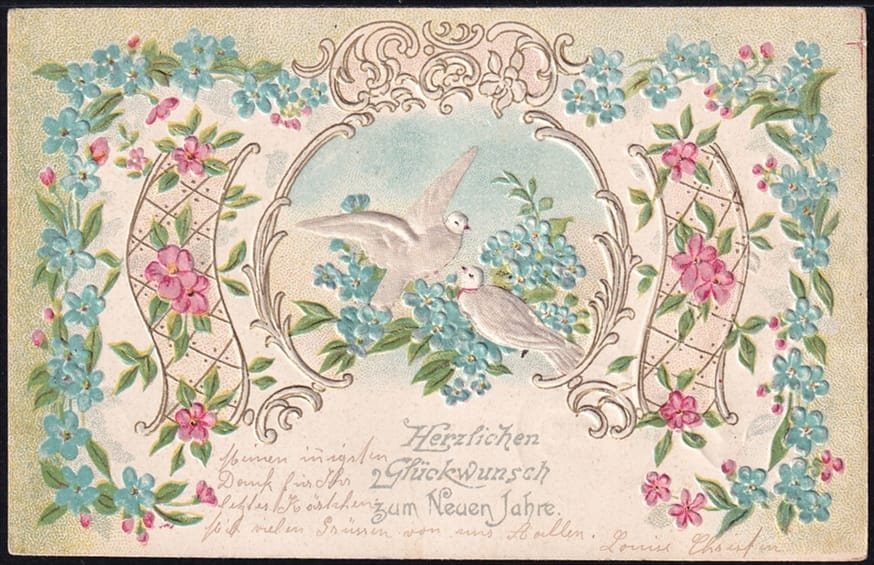 Lithokarten 1903 - "Herzlichen Glückwunsch zum Neuen Jahre" - gestempelt SUHR