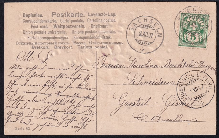 Lithokarten 1907 - "Gedenke mein" gestempelt SACHSELN – Bild 2