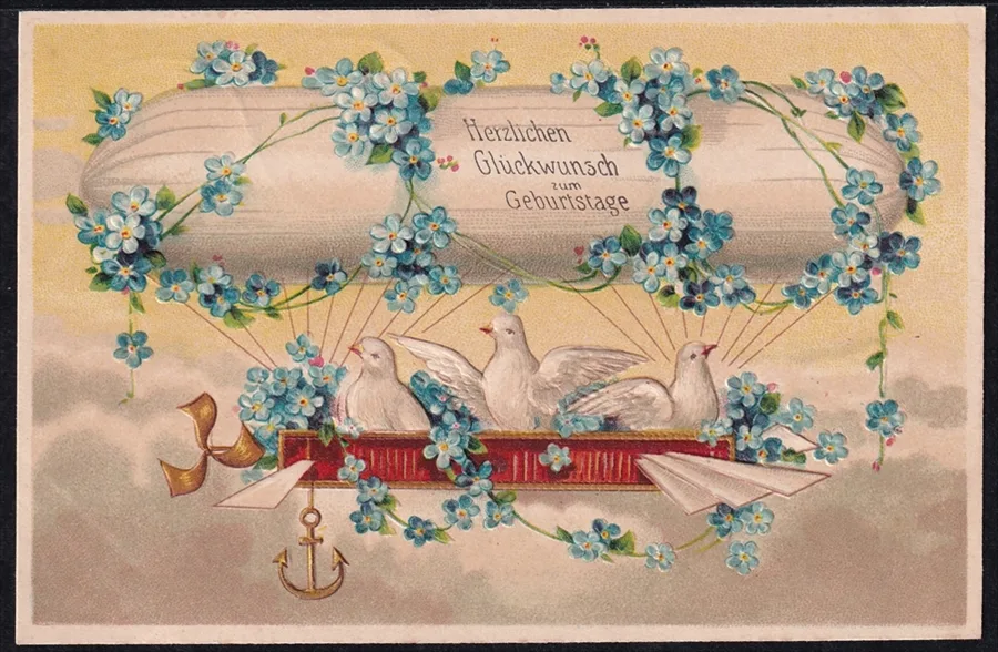 Lithokarten 1909 - "Herzlichen Glückwunsch zum Geburtstage" - gestempelt STALLIKON