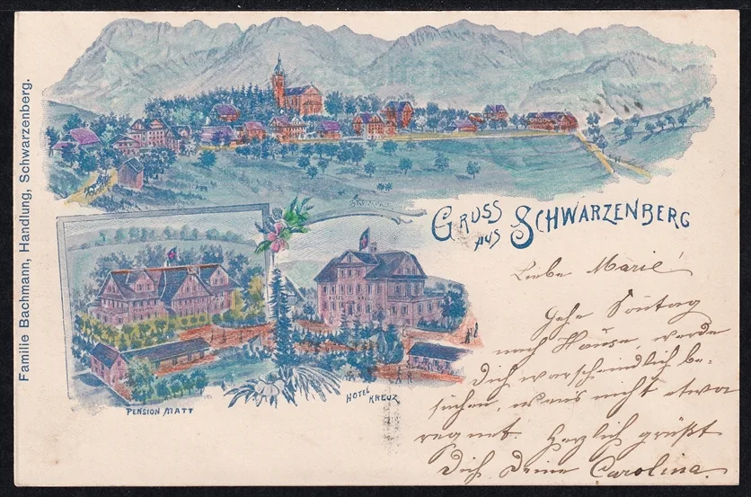 Lithokarten, Gruss aus Schwarzenberg