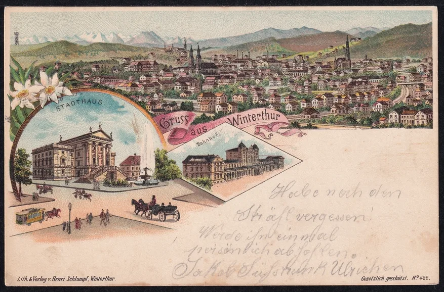 Lithokarten, Gruss aus Winterthur