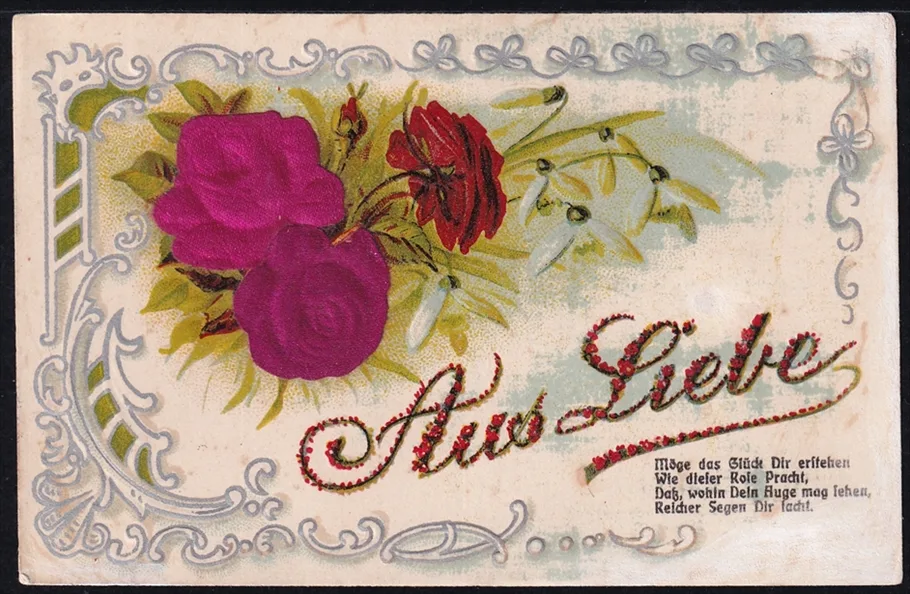 Lithokarten um 1900 - "Aus Liebe ..." - ungelaufen