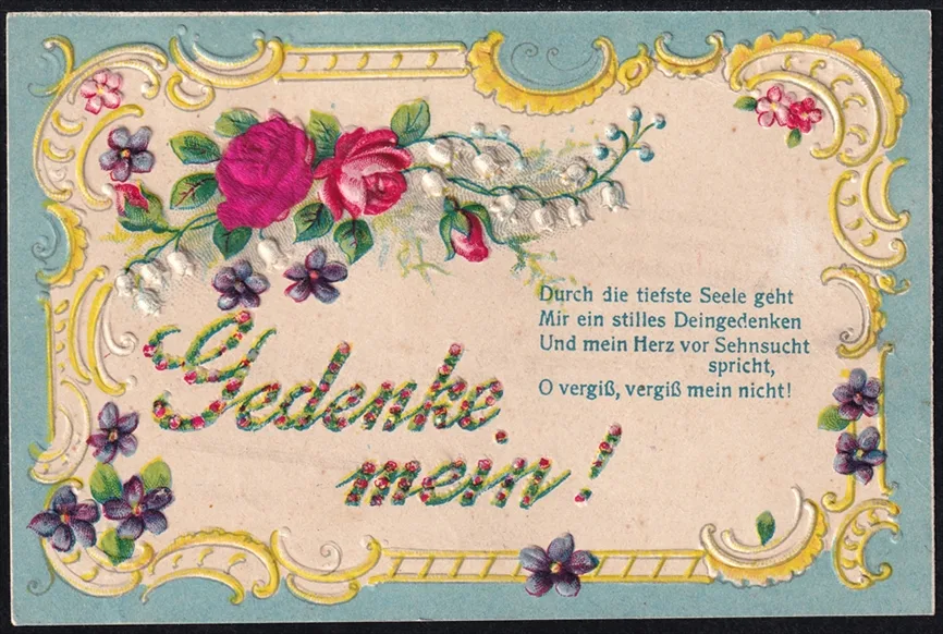 Lithokarten um 1900 - "Gedenke mein !" - ungelaufen