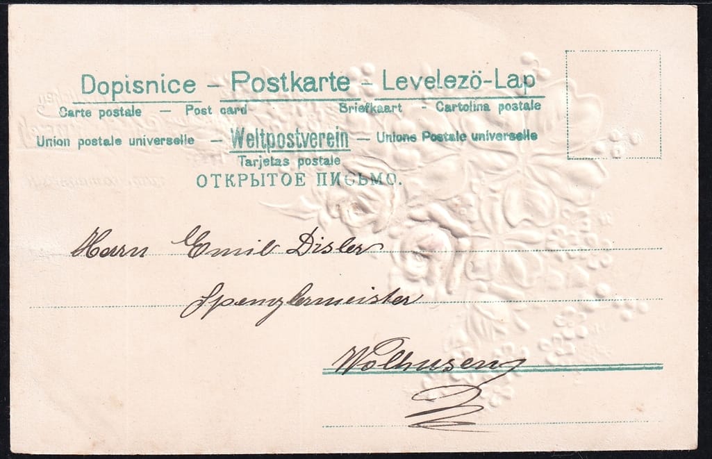 Lithokarten um 1900 - "Herzlichen Glückwunsch zum Namenstag" - ungelaufen – Bild 2